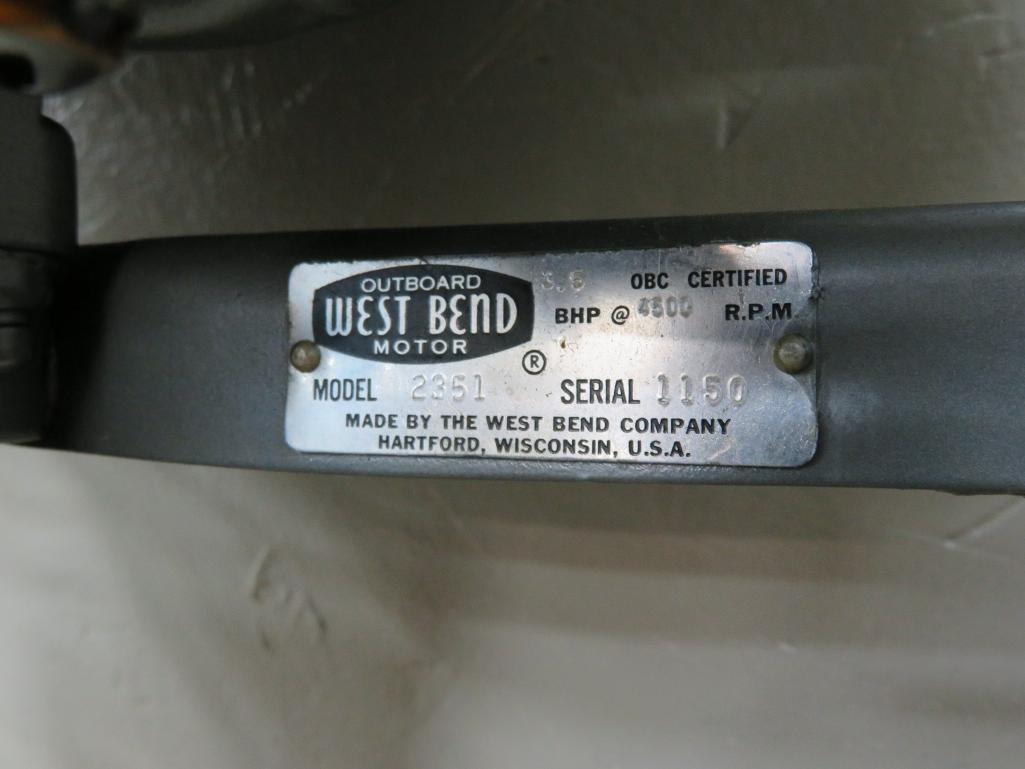 West Bend Shrimp 3 1/2 Hp outboard Motor with manual