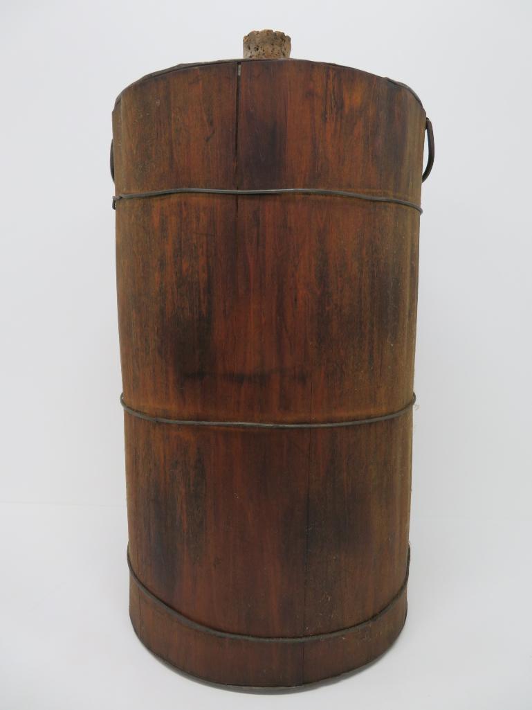 Wooden Auto Oil can, 21" tall and 13" diameter