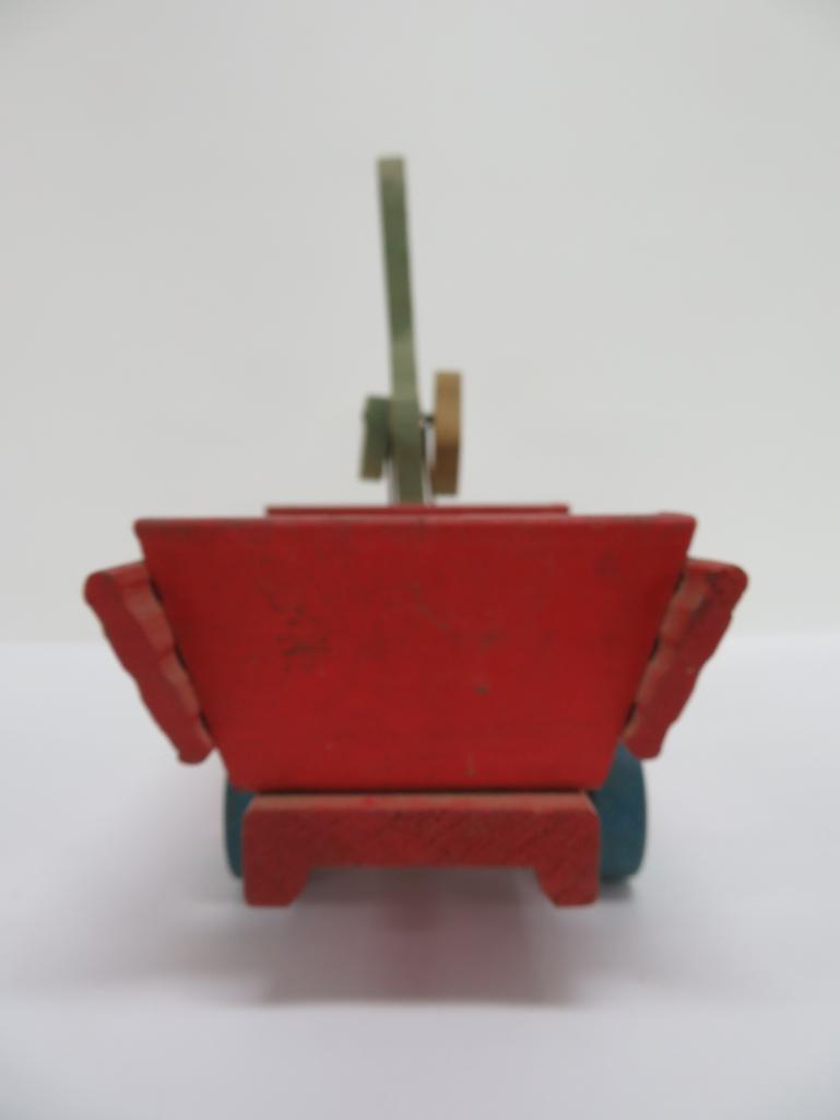 Vintage Fisher Price pull toy, Donald Duck Cart, 1951, 11"