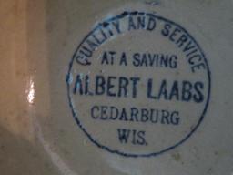 Albert Laabs Cedarburg Wis Spongeware mixing bowl, panel sides, 6"