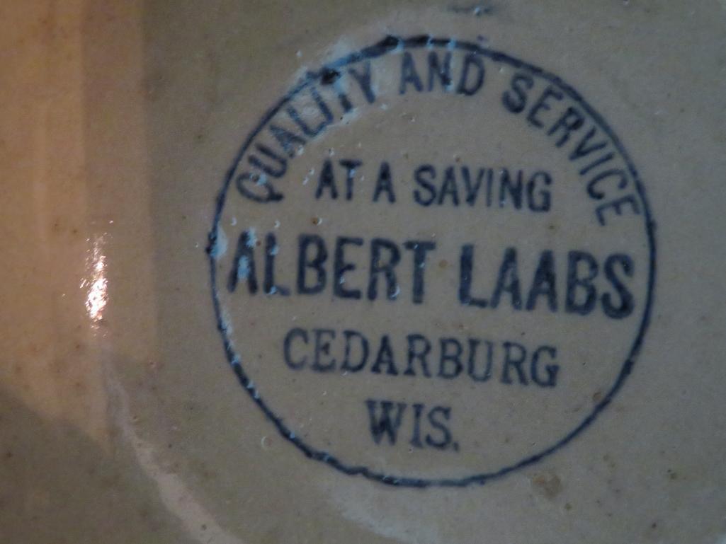 Albert Laabs Cedarburg Wis Spongeware mixing bowl, panel sides, 6"