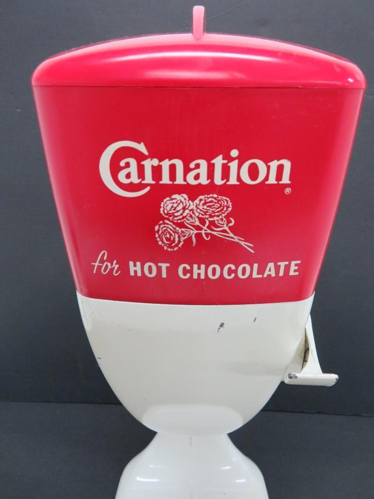 Carnation Hot Chocolate soda fountain counter top dispenser, 18", c 1950's