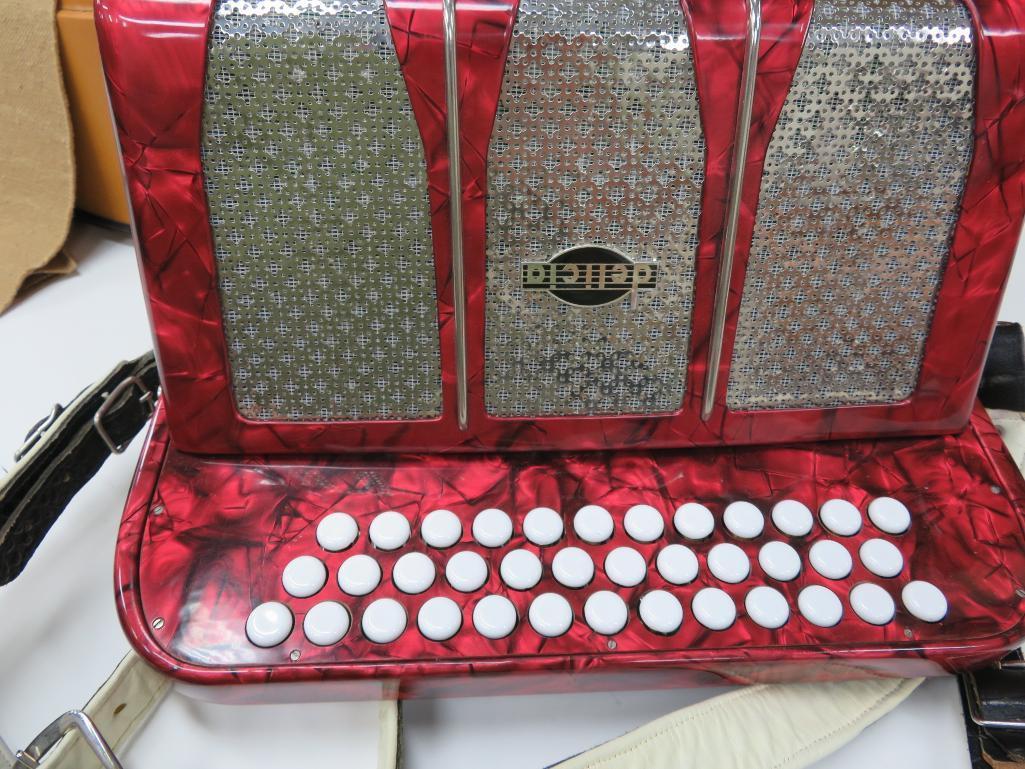 Delicia Favorit III, accordion, red, with case