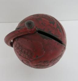 Unusual Globe cast iron bank, 5 1/2"