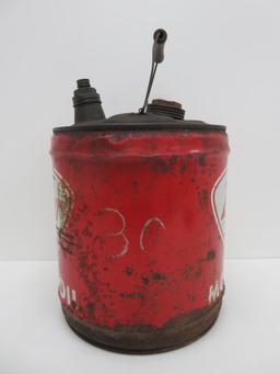 Zephyr motor oil can, 5 gal