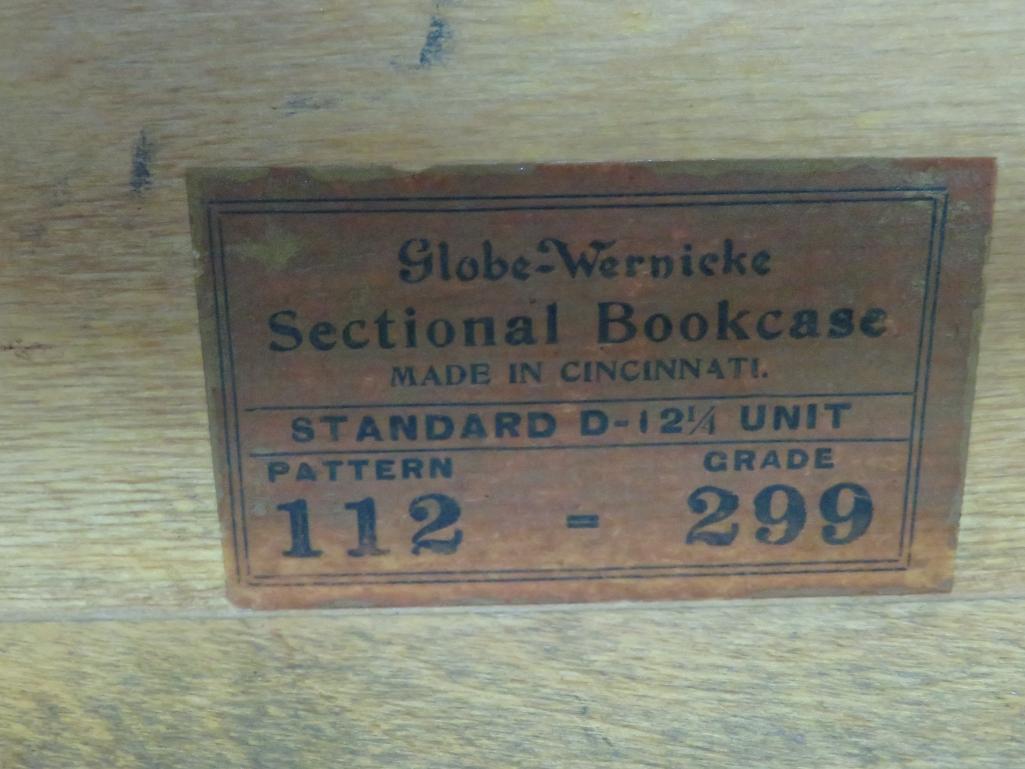 Three stack Globe Wernicke oak bookcase, step back sectional bookcase, 57"