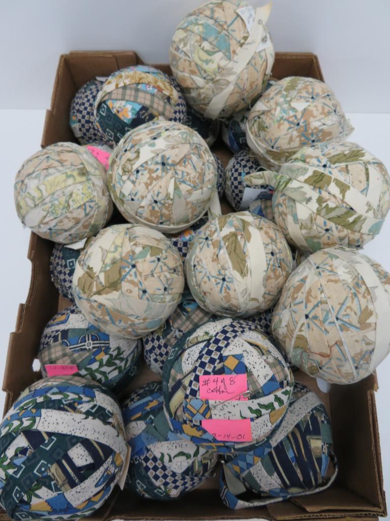 25 rag balls, patterned, about 5" diameter