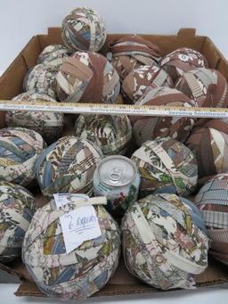 20 brown patterned rag balls, 4" and 5" diameter