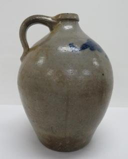 3 gallon ovoid cobalt decorated jug, 14", floral decorated