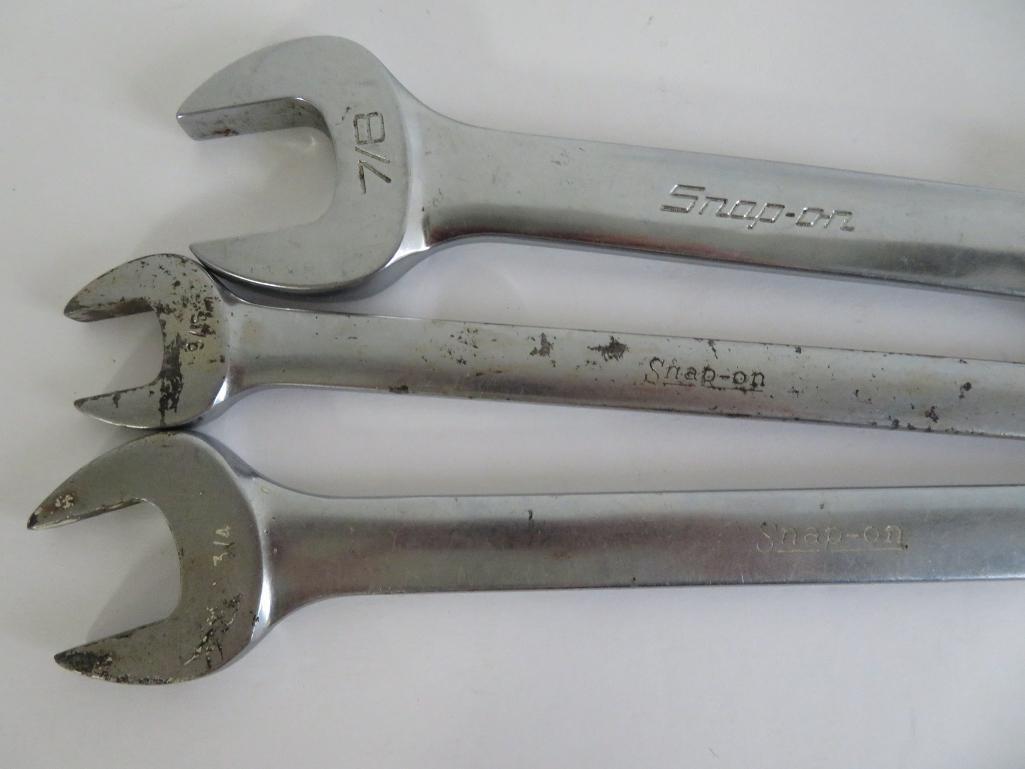 18 assorted Snap On combination wrenches, 5" to 12"