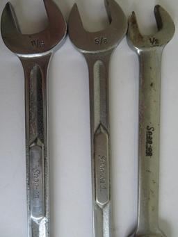 18 assorted Snap On combination wrenches, 5" to 12"