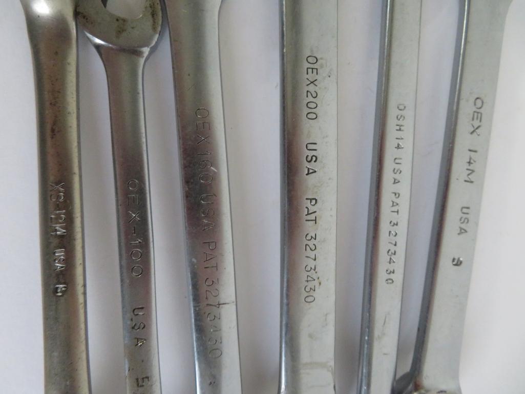 18 assorted Snap On combination wrenches, 5" to 12"