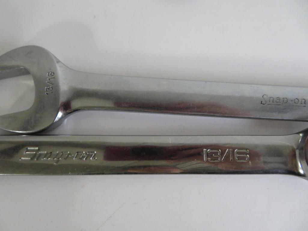 18 assorted Snap On combination wrenches, 5" to 12"