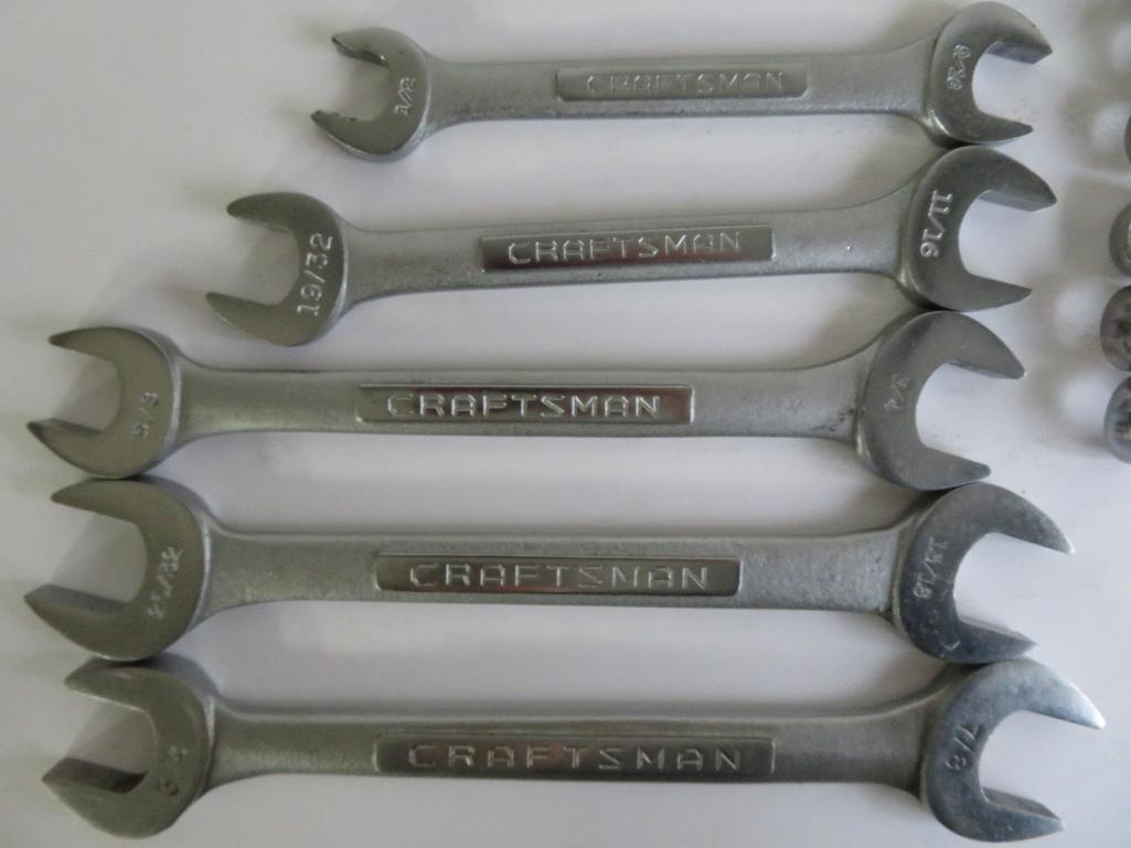 15 Craftsmen wrenches, box end, combination and open wrenches, Standard