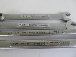 15 Craftsmen wrenches, box end, combination and open wrenches, Standard