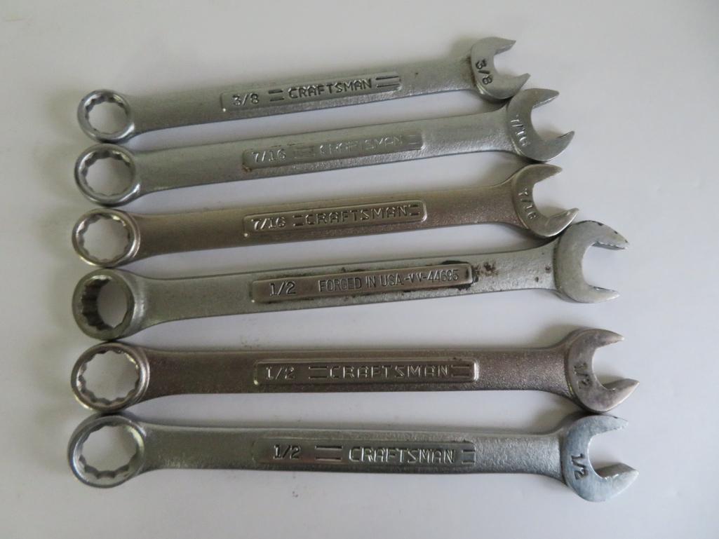 15 Craftsmen wrenches, box end, combination and open wrenches, Standard