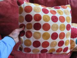 Four decorative accent pillows, 13" to 17"
