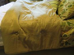 Bedspread and four accent pillow and Sherpa and suede cloth blanket