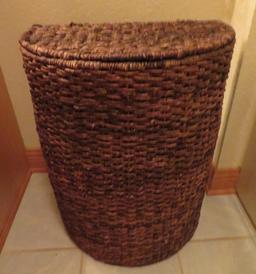 Rattan half moon shape hamper, 26" tall