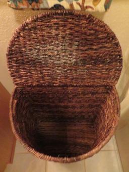 Rattan half moon shape hamper, 26" tall