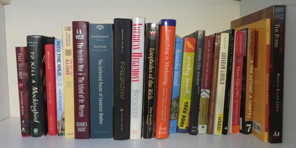 22 books, fiction and non fiction