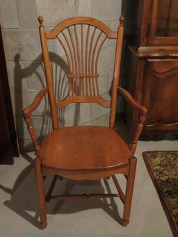Large Table and Six Chairs, four leaves, honey oak color