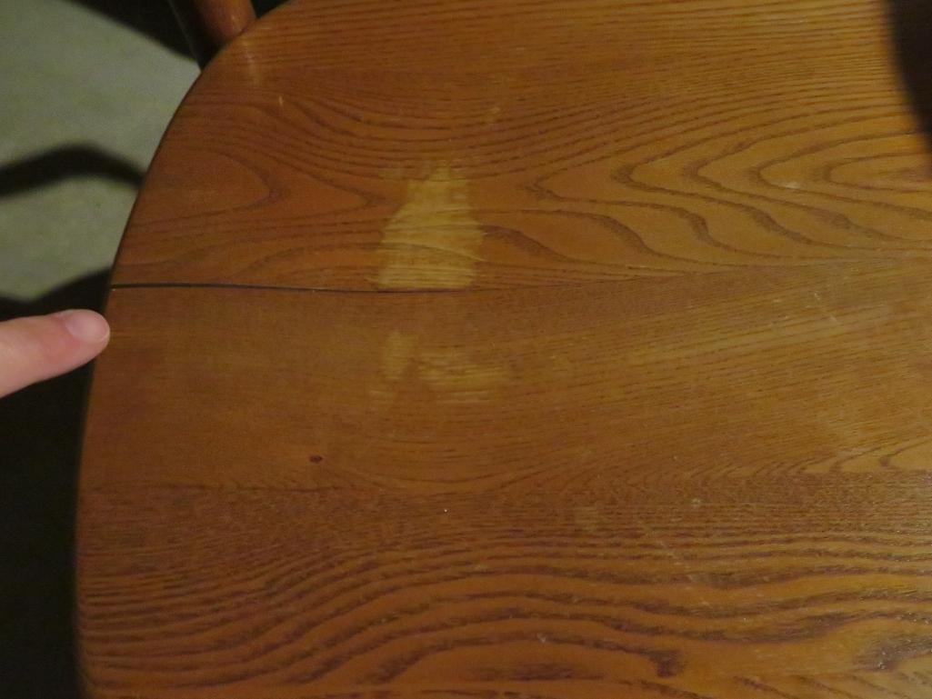 Large Table and Six Chairs, four leaves, honey oak color