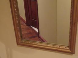 Wall Mirror, 14" x 38", gold tone frame