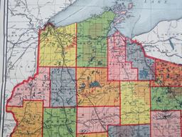 Wisconsin wall map, compiled by Clason Map Co and published by Nystrom, color