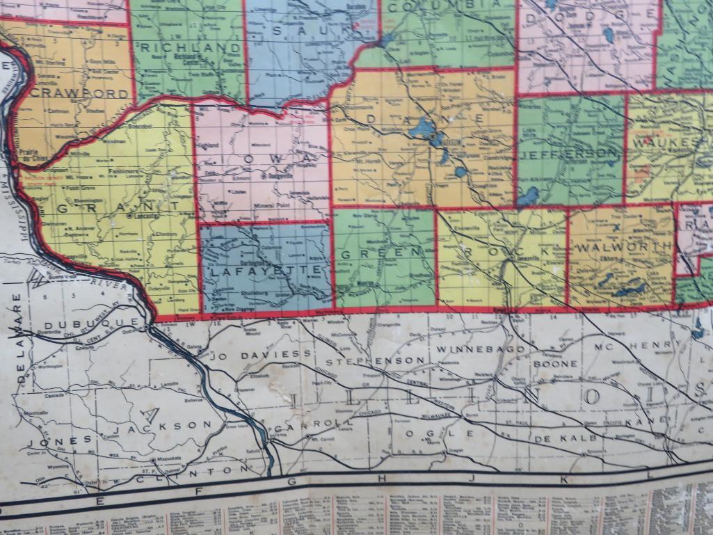 Wisconsin wall map, compiled by Clason Map Co and published by Nystrom, color