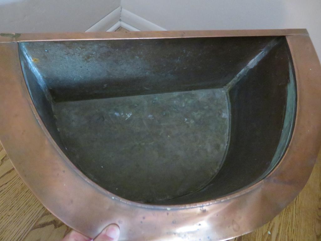 Copper Basin with wooden wall shelf