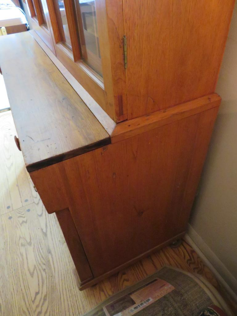 Wonderful two piece butternut secretary cupboard