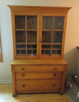 Wonderful two piece butternut secretary cupboard