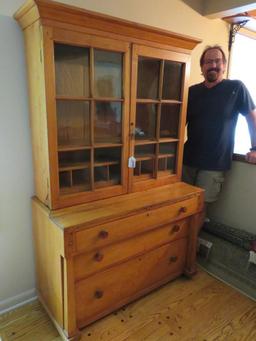 Wonderful two piece butternut secretary cupboard