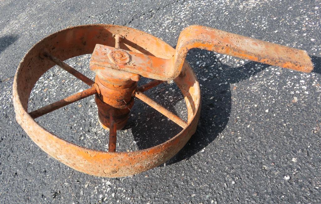 Two implement or wagon tires 6.5 x 16 and 12" Cast iron wheel