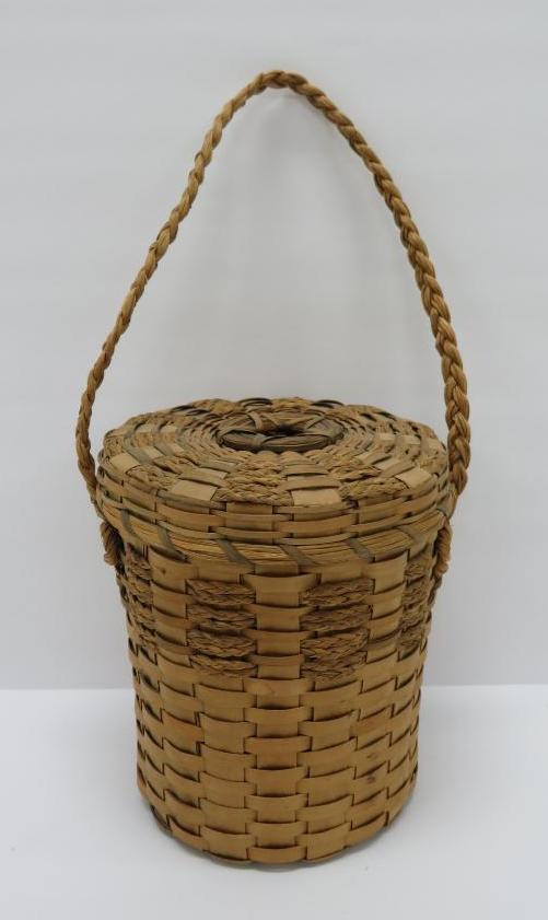 Native American basket, sewing basket, 5 1/2"