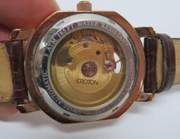 Croton Rose Goldtone Automatic Watch with Exhibition Open Back