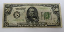 1928A Fifty Dollar Bill $50 Gold Certificate G03325228A