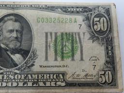1928A Fifty Dollar Bill $50 Gold Certificate G03325228A