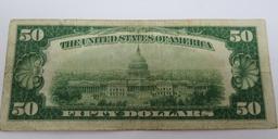 1928A Fifty Dollar Bill $50 Gold Certificate G03325228A
