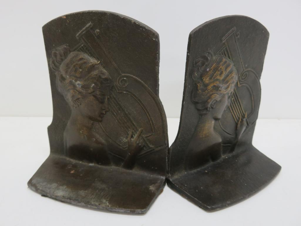 Art Nouveau Brass Bookend Pair
