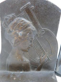 Art Nouveau Brass Bookend Pair