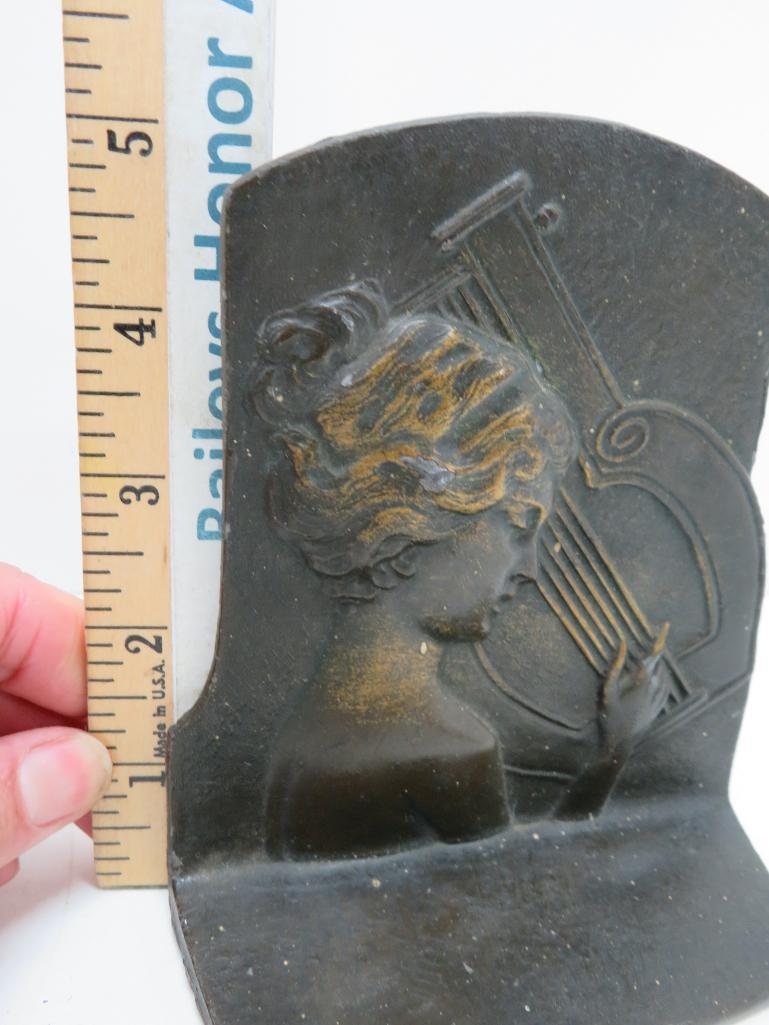 Art Nouveau Brass Bookend Pair