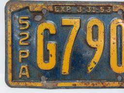 1953 Motorcycle license plate, 8" x 4 1/2"
