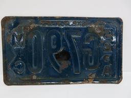 1953 Motorcycle license plate, 8" x 4 1/2"