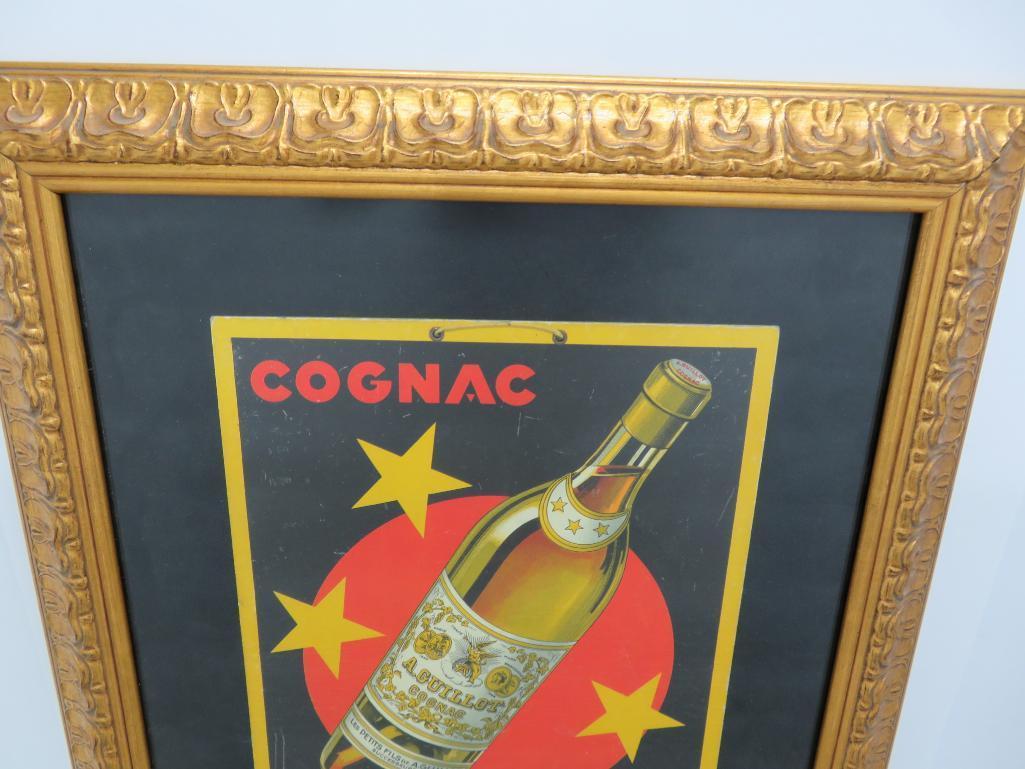 Antique A Guillot Cognac sign, framed, Chambrelent Paris