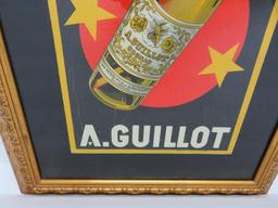 Antique A Guillot Cognac sign, framed, Chambrelent Paris