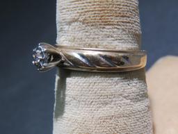 Diamond solitaire ring, marked "10 K", size 6 7/8, with vintage ring box