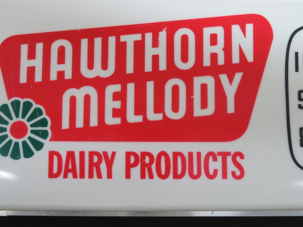 Hawthorn Melody Dairy Product advertising clock, working, 24 1/2" x 11"