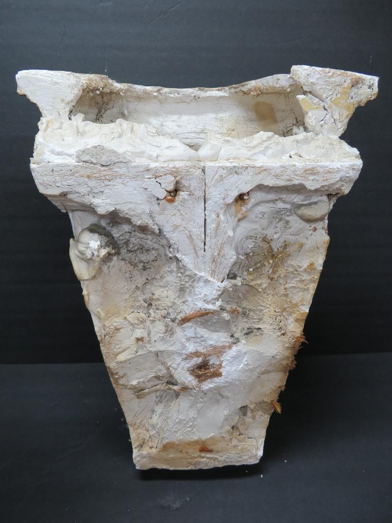 Plaster architectural detail, corbel, 15" tall and 11" wide, Bacchus